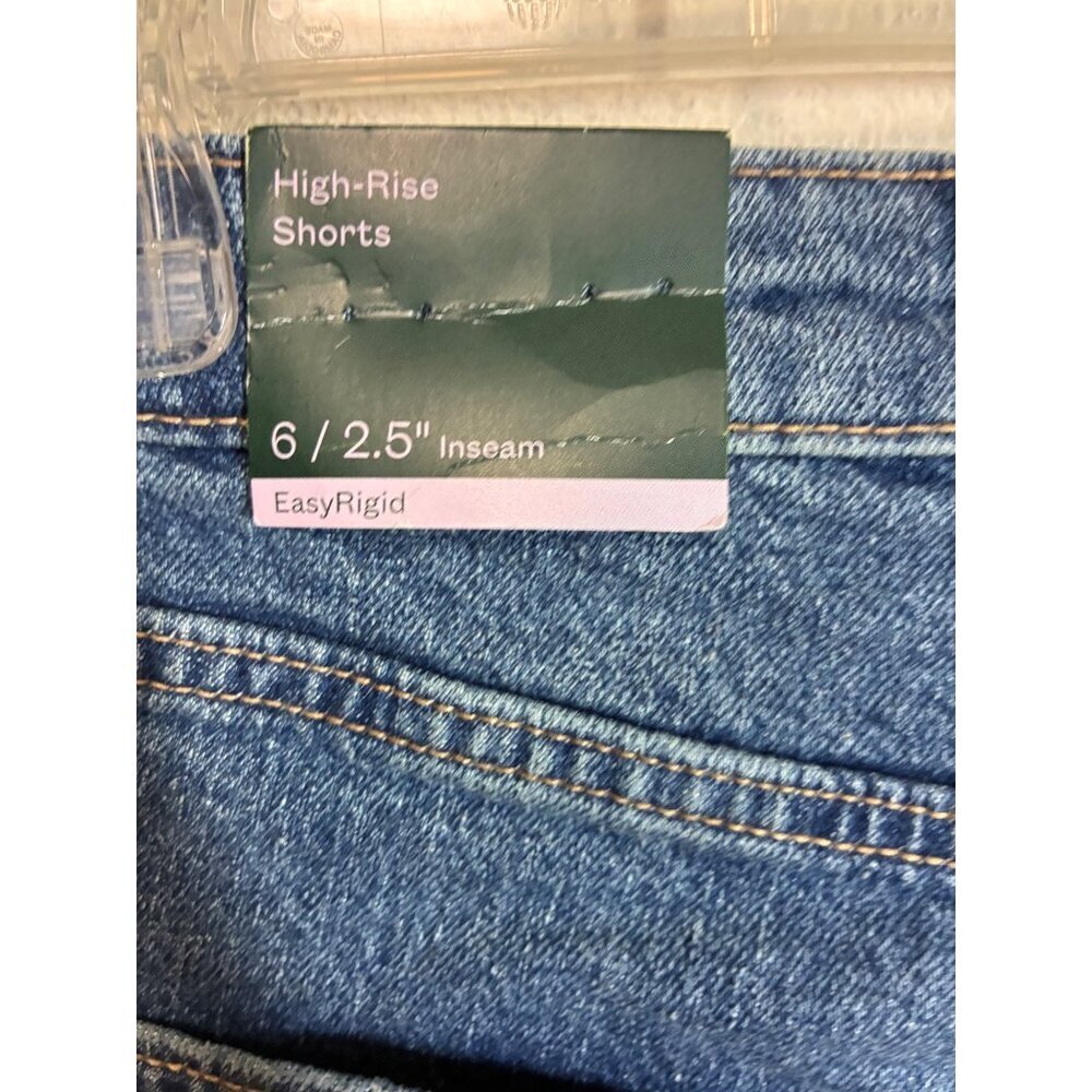 NWT Wild Fable High Rise Denim Blue Jean Shorts Distressed Cut Off Y2K Size 6 - Picture 4 of 7